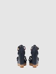Reiss Blue Frances Denim Plaited-Strap Wedge Sandals - Image 5 of 6