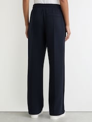 Reiss Navy Bella Premium Interlock Wide-Leg Joggers - Image 5 of 6