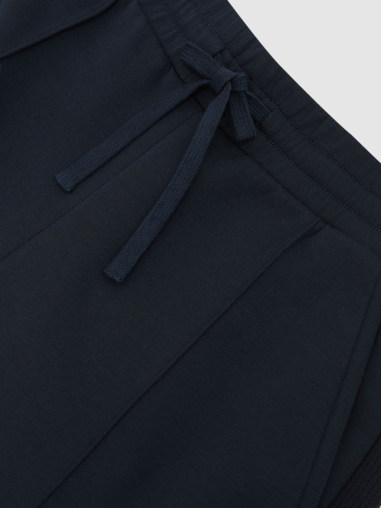 Reiss Navy Bella Premium Interlock Wide-Leg Joggers - Image 6 of 6