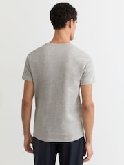 Reiss Grey Melange Dayton Cotton V-neck T-Shirt - Image 5 of 6