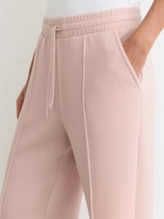 Reiss Pale Pink Bernie Petite Premium Interlock Wide-Leg Joggers - Image 4 of 7