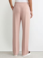 Reiss Pale Pink Bernie Petite Premium Interlock Wide-Leg Joggers - Image 5 of 7