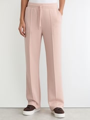 Reiss Pale Pink Bernie Premium Interlock Wide-Leg Joggers - Image 3 of 6