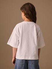 White Flower Oversized Boxy Sequin T-Shirt (3-16yrs) - Image 3 of 8
