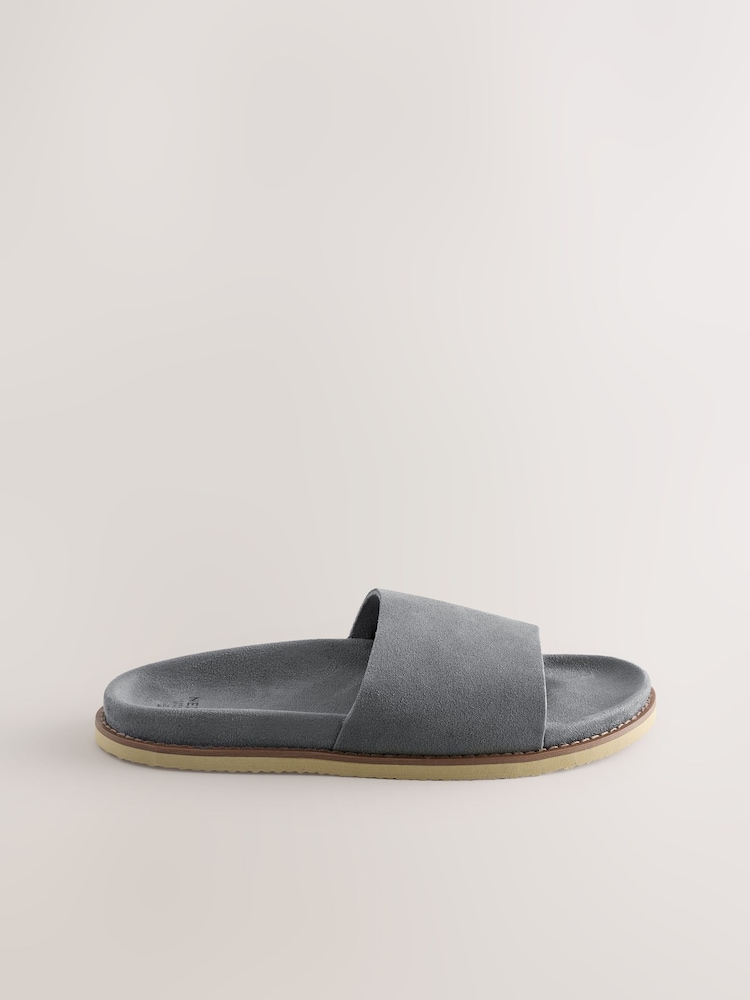 Grey/Blue Smart Suede Sliders - Image 2 of 5