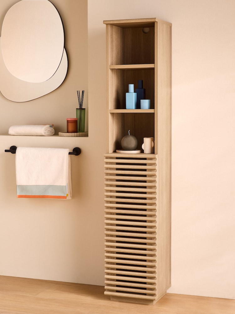 MADE.COM Oak Effect Tulma Bathroom Tall Boy Cabinet - Image 1 of 6 MADE.COM Oak Effect Tulma Bathroom Tall Boy Cabinet - Image 1 of 6