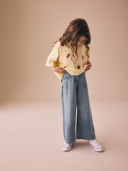 צהוב נקודות - חולצת טי אוברסייז בגזרה מרובעת עם חרוזים (גיל 3 עד 16) - תמונה 2 מתוך 4