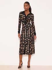 Lipsy Black Deer Print Shirt Dress - Image 3 of 4