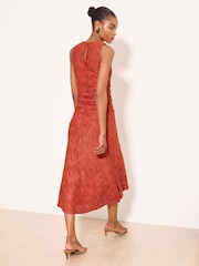 Lipsy Rust Red Textured Jersey Midi Dress - Image 5 of 5