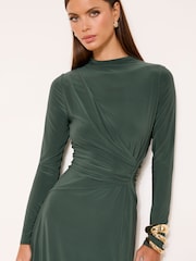 Lipsy Teal Blue Jersey Bodycon Knot Side Midi Dress - Image 2 of 5