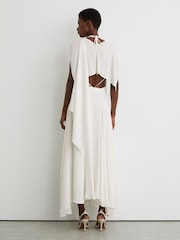Reiss Ivory Evory Strappy Draped Cape Maxi Dress - Image 6 of 7