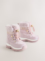 Baker by Ted Baker Pink Quilted Nylon Bow Snow Boots - Image 2 of 5