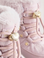Baker by Ted Baker Pink Quilted Nylon Bow Snow Boots - Image 3 of 5