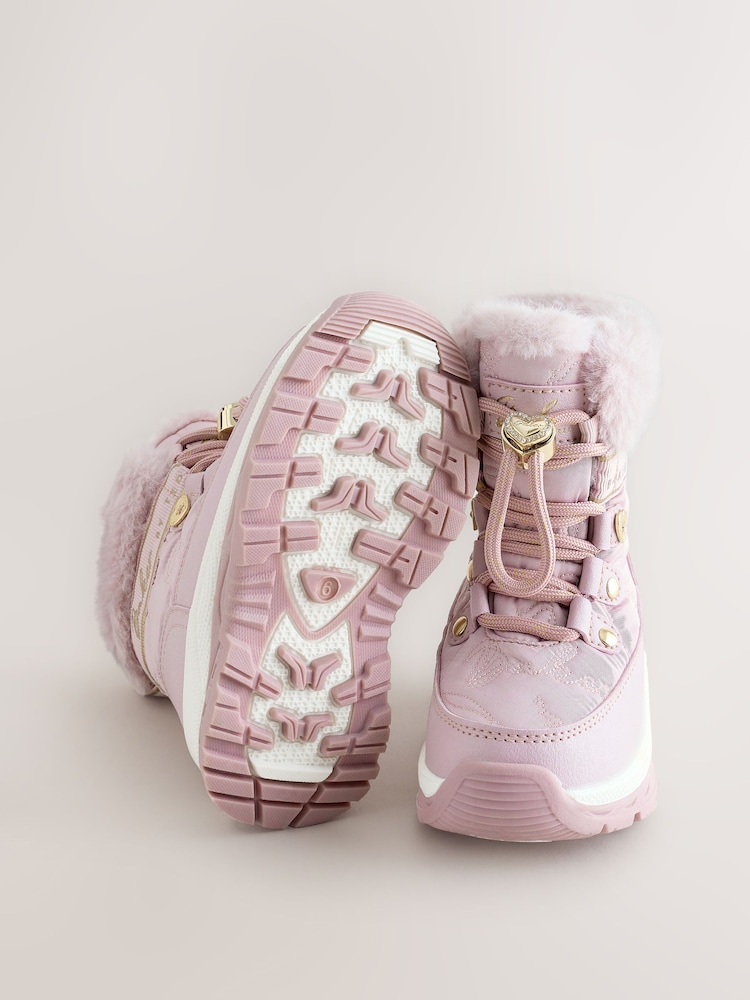Baker by Ted Baker Pink Quilted Nylon Bow Snow Boots - Image 5 of 5