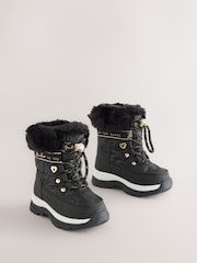 Baker by Ted Baker Black Quilted Nylon Bow Snow Boots - Image 2 of 4