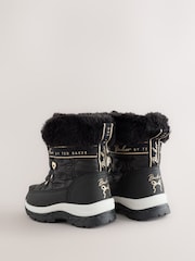 Baker by Ted Baker Black Quilted Nylon Bow Snow Boots - Image 3 of 4