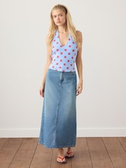 بلیو پولکا ڈاٹ - ہالٹر نیک ٹاپ - تصویر 2 از 4