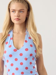 بلیو پولکا ڈاٹ - ہالٹر نیک ٹاپ - تصویر 4 از 4