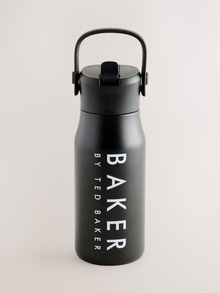 Baker by Ted Baker Black Back to School Stainless Steel Water Bottle With Straw - Image 2 of 5 Baker by Ted Baker Black Back to School Stainless Steel Water Bottle With Straw - Image 2 of 5