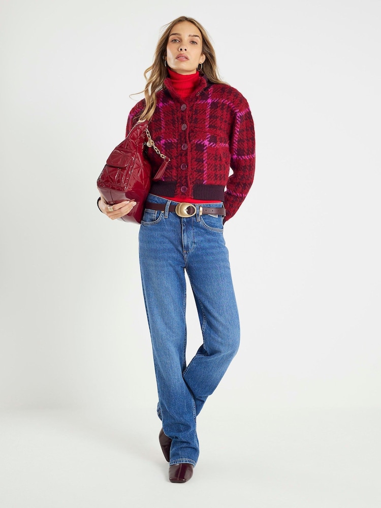 River Island Knitted Check Bomber Jacket - صورة 1 من 4 River Island Knitted Check Bomber Jacket - صورة 1 من 4