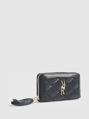 River Island Black Logo Quilted Zip Around Purse With Tassel - Image 3 of 5