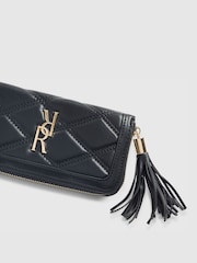 River Island Black Logo Quilted Zip Around Purse With Tassel - Image 4 of 5