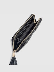 River Island Black Logo Quilted Zip Around Purse With Tassel - Image 5 of 5
