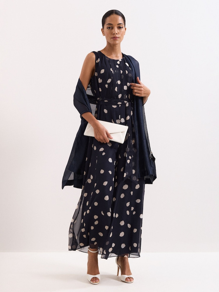 Albastru - Phase Eight Satin Trim Scarf - Imaginea 1 din 6