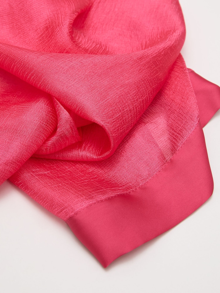 Phase Eight Pink Satin Trim Scarf - Image 6 of 6 Phase Eight Pink Satin Trim Scarf - Image 6 of 6