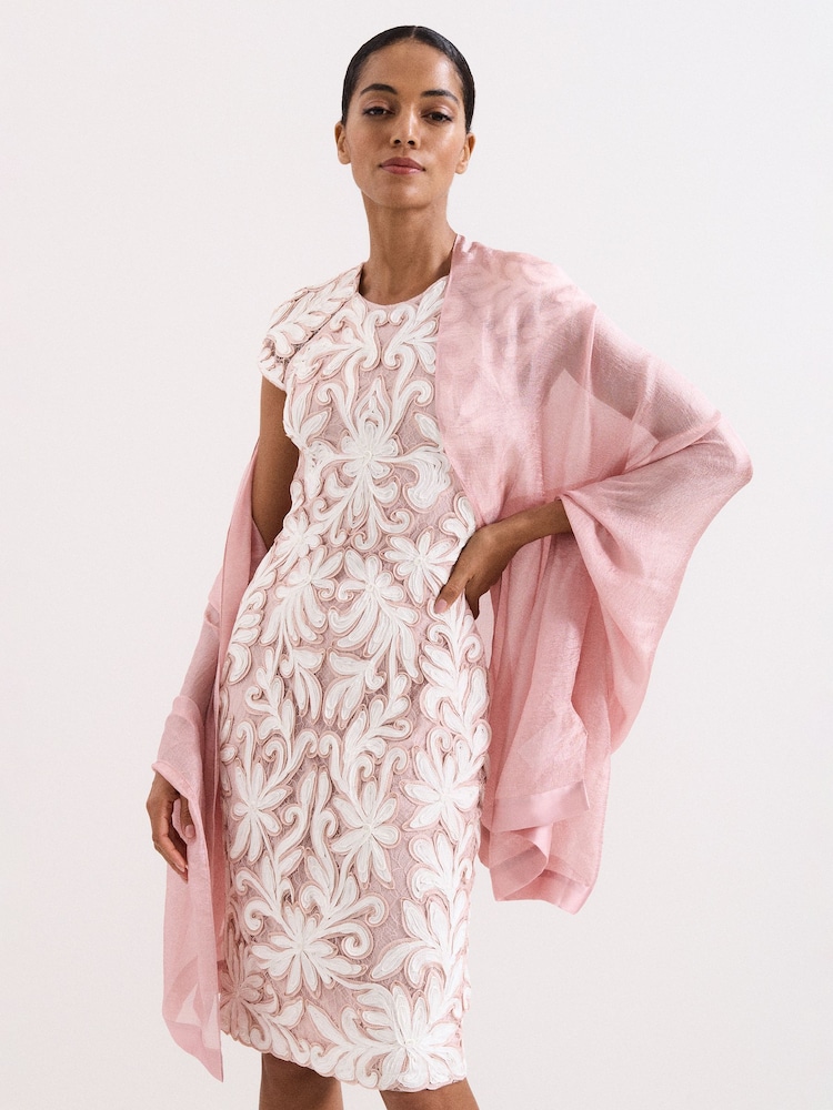 Phase Eight Pink Satin Trim Scarf - Image 1 of 6