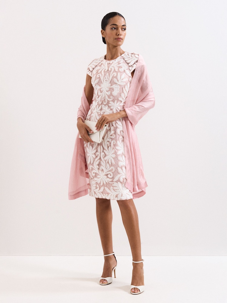 Phase Eight Pink Satin Trim Scarf - Image 2 of 6