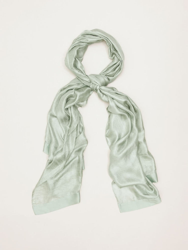 Verde - Phase Eight Satin Trim Scarf - Imaginea 1 din 6
