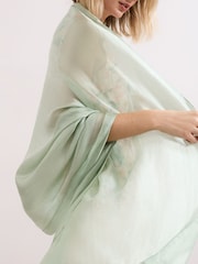 Verde - Phase Eight Satin Trim Scarf - Imaginea 5 din 6