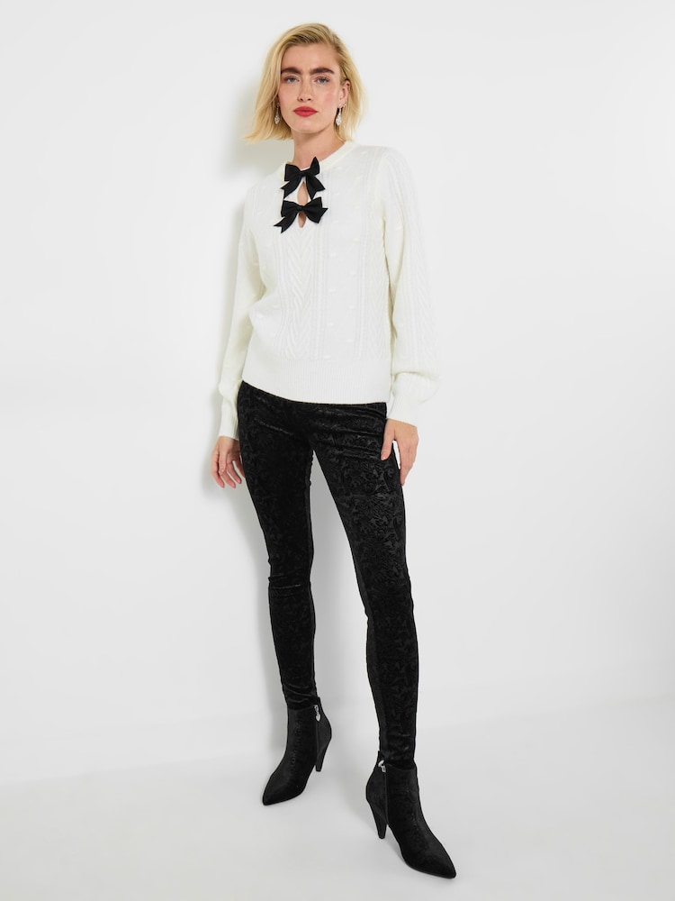 Joe Browns Black Baroque Print Stretchy Leggings - Image 2 of 5 Joe Browns Black Baroque Print Stretchy Leggings - Image 2 of 5