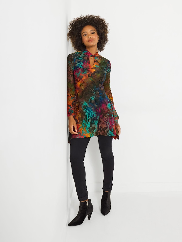 Joe Browns Orange Statement Print Tunic Top - Image 2 of 5 Joe Browns Orange Statement Print Tunic Top - Image 2 of 5