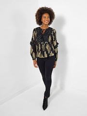 Joe Browns Black Neck Tie Jacquard Top - Image 3 of 5