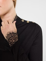 أسود - Joe Browns Lace Trim High Neck Jersey Top - صورة 3 من 6