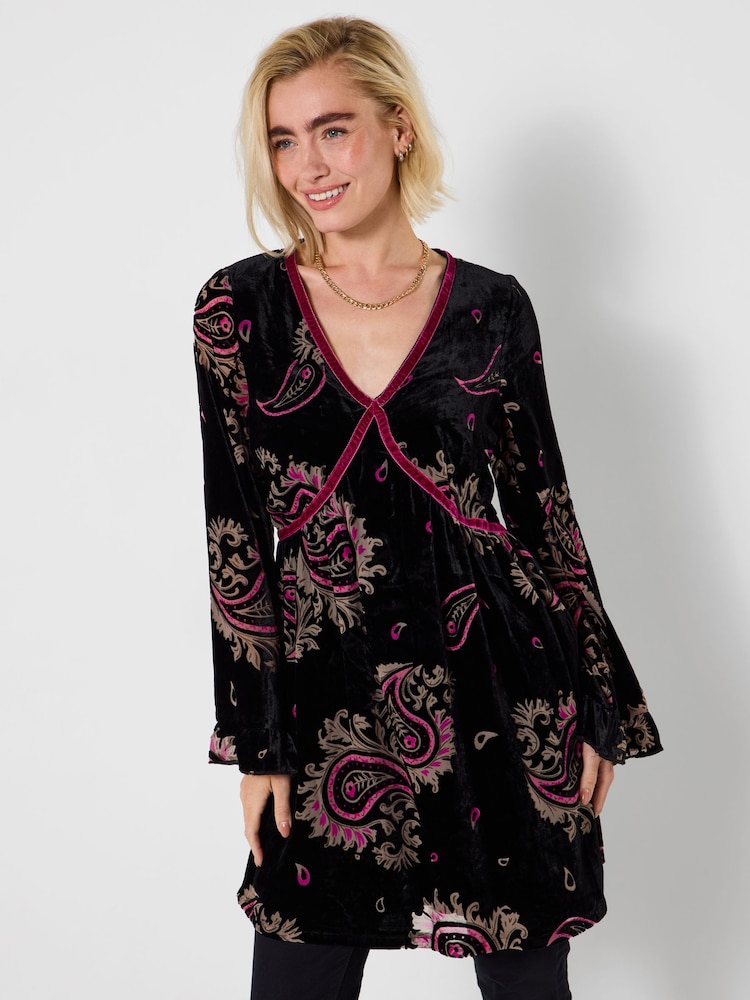 Joe Browns Black Boho Devore Tunic Top - Image 2 of 7 Joe Browns Black Boho Devore Tunic Top - Image 2 of 7
