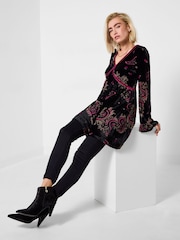 Joe Browns Black Boho Devore Tunic Top - Image 5 of 7
