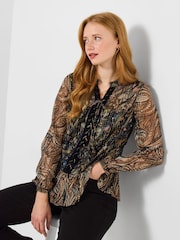 Joe Browns Black Boho Floral Print Blouse And Cami Set - Image 1 of 5