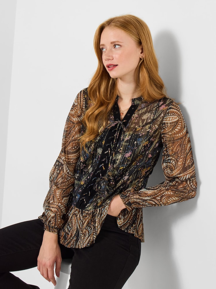 Joe Browns Black Boho Floral Print Blouse And Cami Set - Image 1 of 5 Joe Browns Black Boho Floral Print Blouse And Cami Set - Image 1 of 5