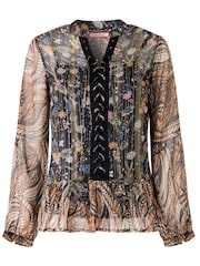 Joe Browns Black Boho Floral Print Blouse And Cami Set - Image 5 of 5