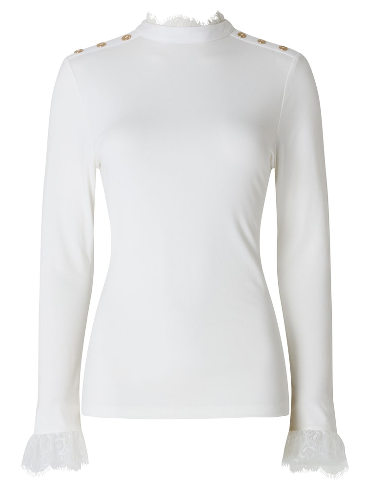 Joe Browns Cream Lace Trim High Neck Jersey Top - Image 5 of 5 Joe Browns Cream Lace Trim High Neck Jersey Top - Image 5 of 5