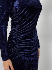 Joe Browns Blue Asymmetric Hem Crushed Velour Dress - Image 2 of 5