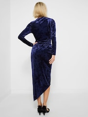 Joe Browns Blue Asymmetric Hem Crushed Velour Dress - Image 4 of 5