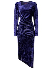 Joe Browns Blue Asymmetric Hem Crushed Velour Dress - Image 5 of 5