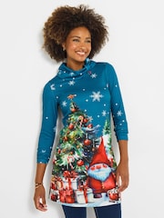 Joe Browns Blue Jersey Christmas Tunic Top - Image 3 of 5