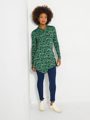 Joe Browns Blue Leaf Print Stretchy Tunic Top - Image 2 of 7