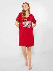 Joe Browns Red Festive Robin Jersey Nightie - Image 3 of 5