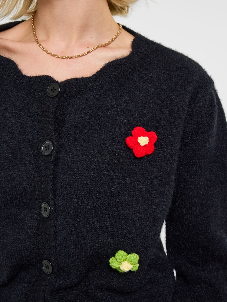 Joe Browns Black Button Through Floral Cardigan - Image 2 of 5 Joe Browns Black Button Through Floral Cardigan - Image 2 of 5